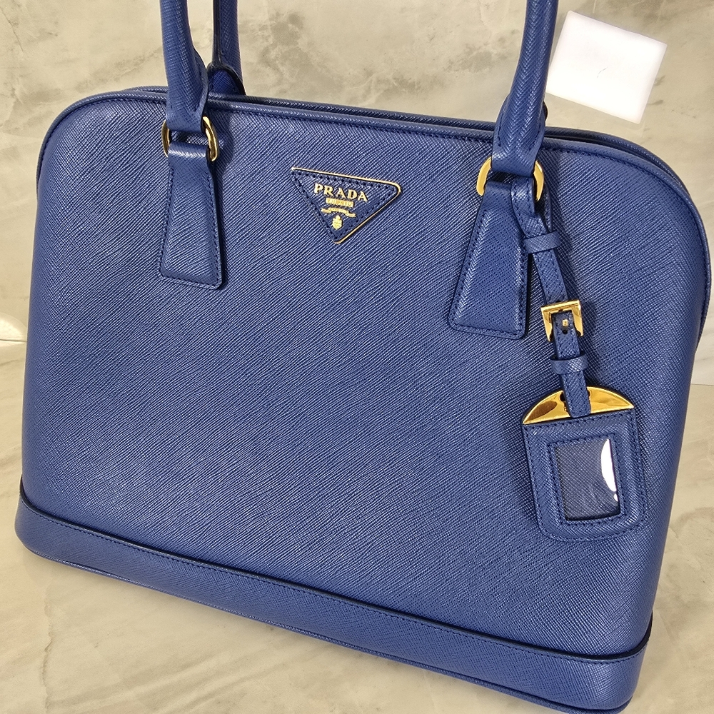 Prada Promenade Blue Saffiano Leather Women's Bag - NWOT - Picture 2 of 14